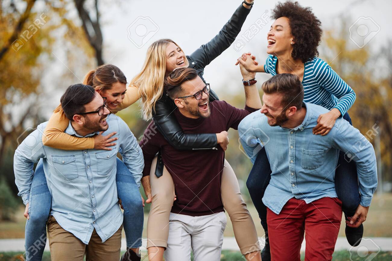 young people having fun happy group friendship student lifestyle